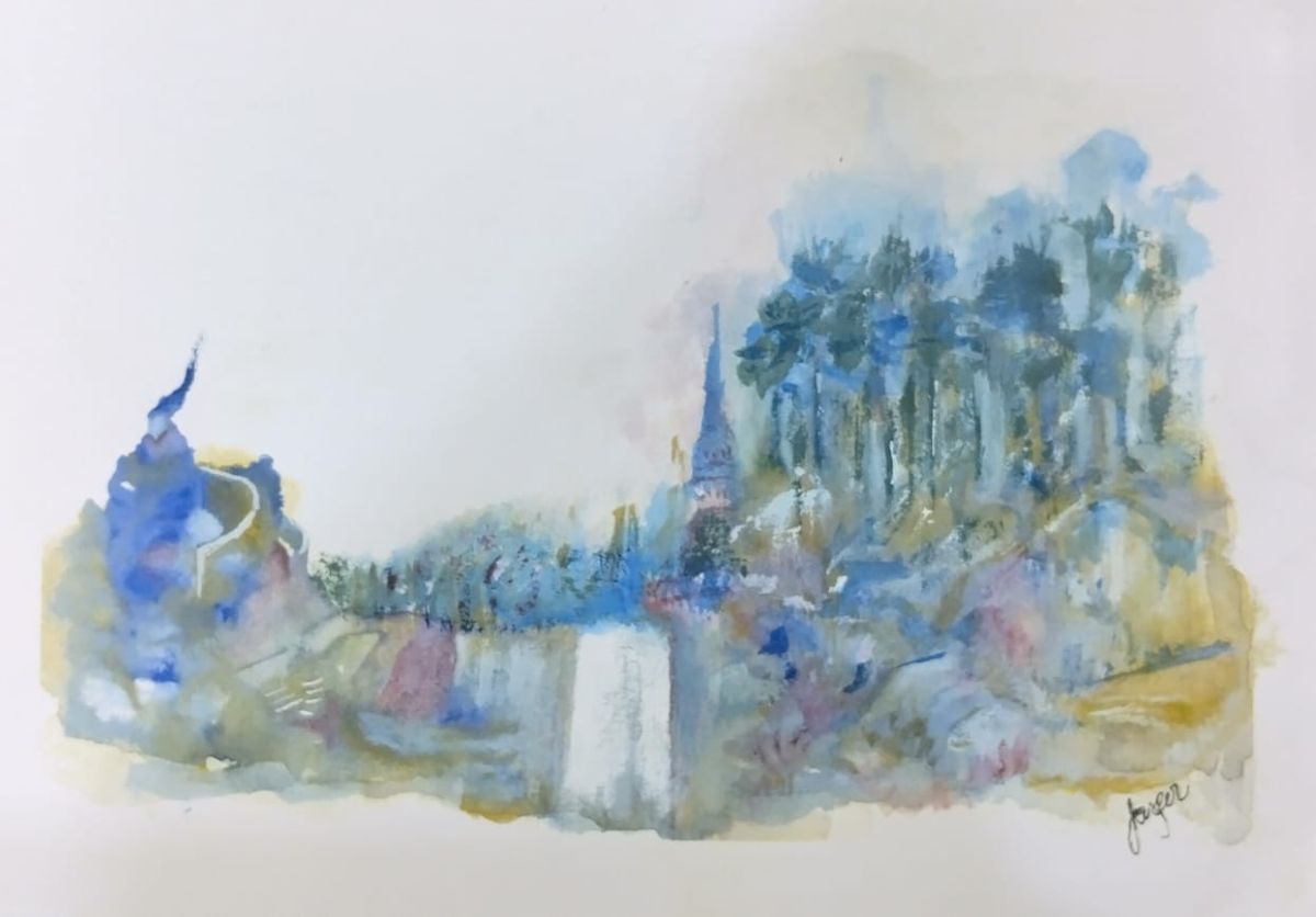 Intuitive Watercolor of an abstract landscape